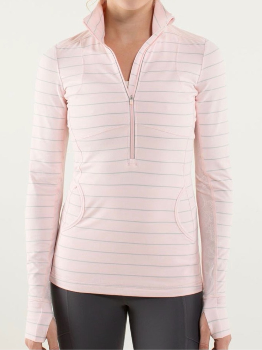 Lululemon Star Runner 1/2 Zip Pullover Pink Strips size S (4-6)